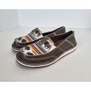 Ariat Cruiser Buffalo Print Slip On Shoes Womens 8.5 Natural Taupe Leather New